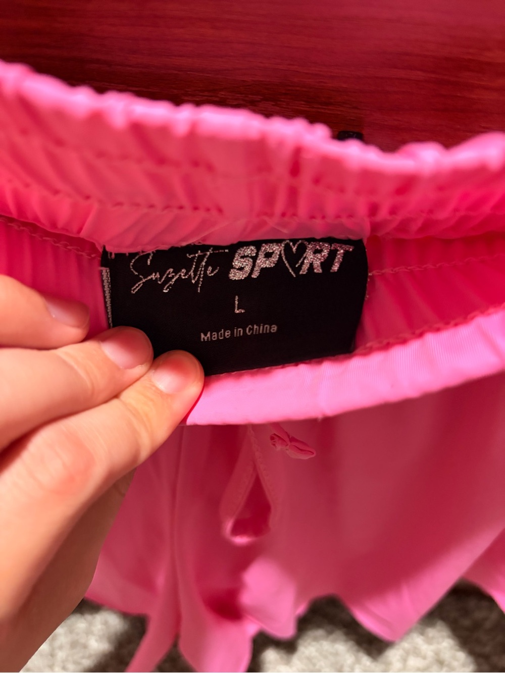 Women's Pink Shorts with Drawstring - Picture 3 of 4